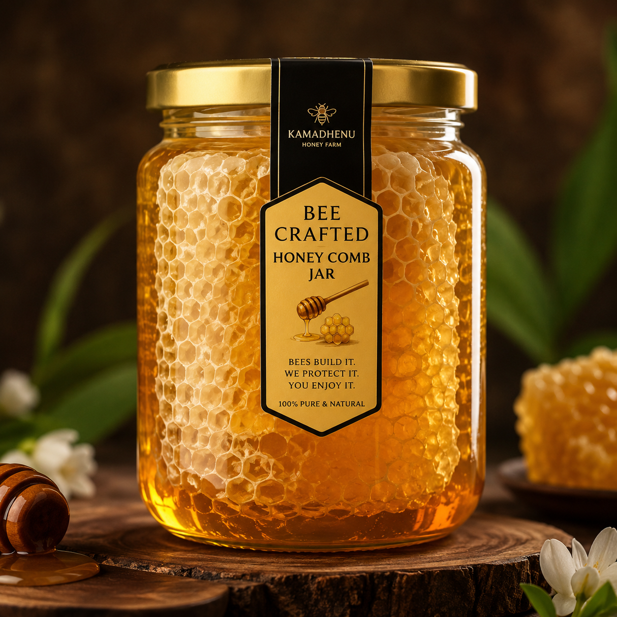 Bee-Crafted Honey Comb Jar